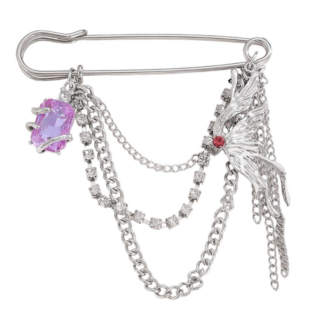 Metal Chain Tassel Chain Pin Butterfly Design Lapel Pin Chain Pendant Brooches Wedding Party