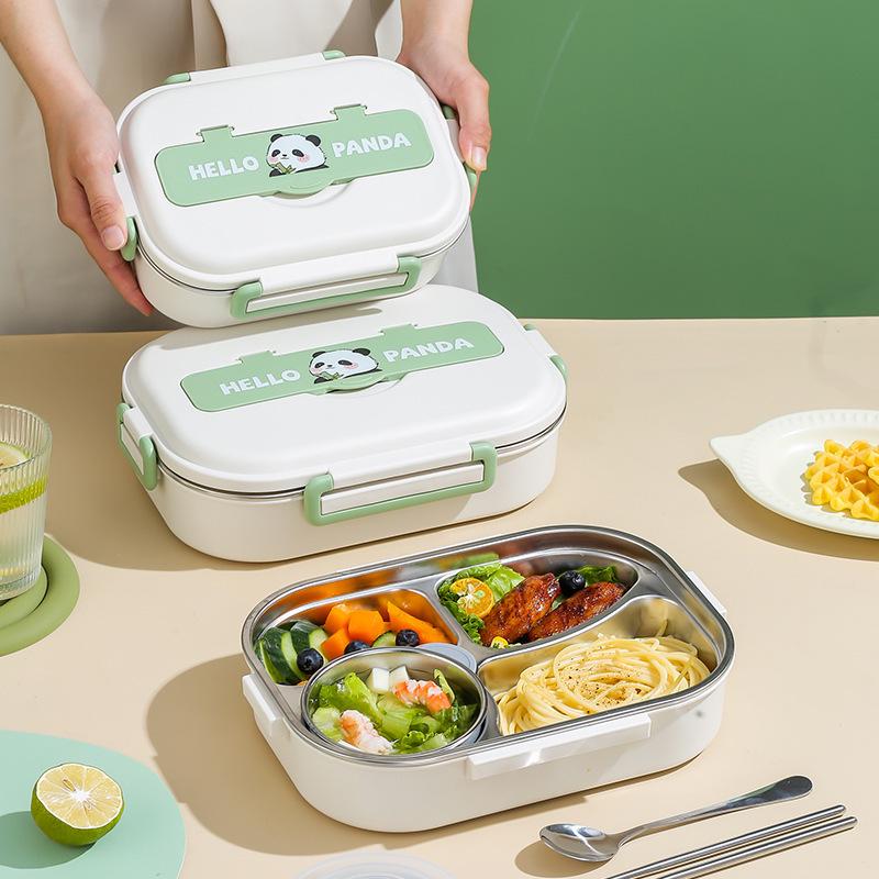 304 Edelstahl Tragbare Isolierte Lunchbox, Auslaufsicher & Mikrowellengeeignet für Schüler und Berufstätige