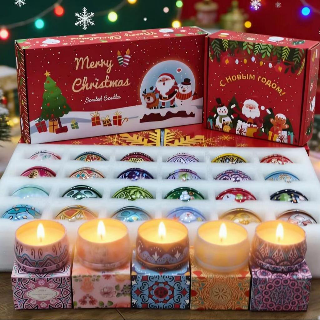 2.2oz Christmas Aromatherapy Candle with Dried Flowers - Romantic Festival Gift Box Souvenir