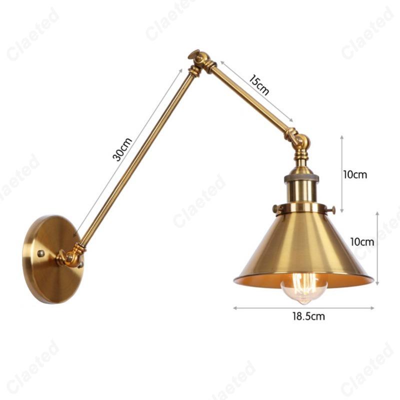 LED Minimalist Retro Gold E27 Wall Lamp Bedroom Bedside Lamp Home Dining Hall Corridor Staircase Decoration Lighting Fixture