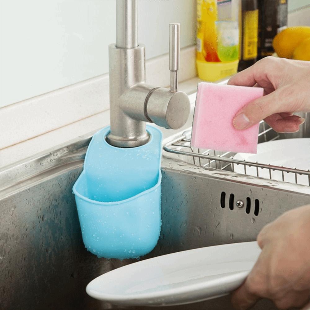 Silicone PVC Plastic Soap Dish Soft Candy Colors Sink Hanging Storage Bag Folding Snap Fastener Sink Drain Rack Home