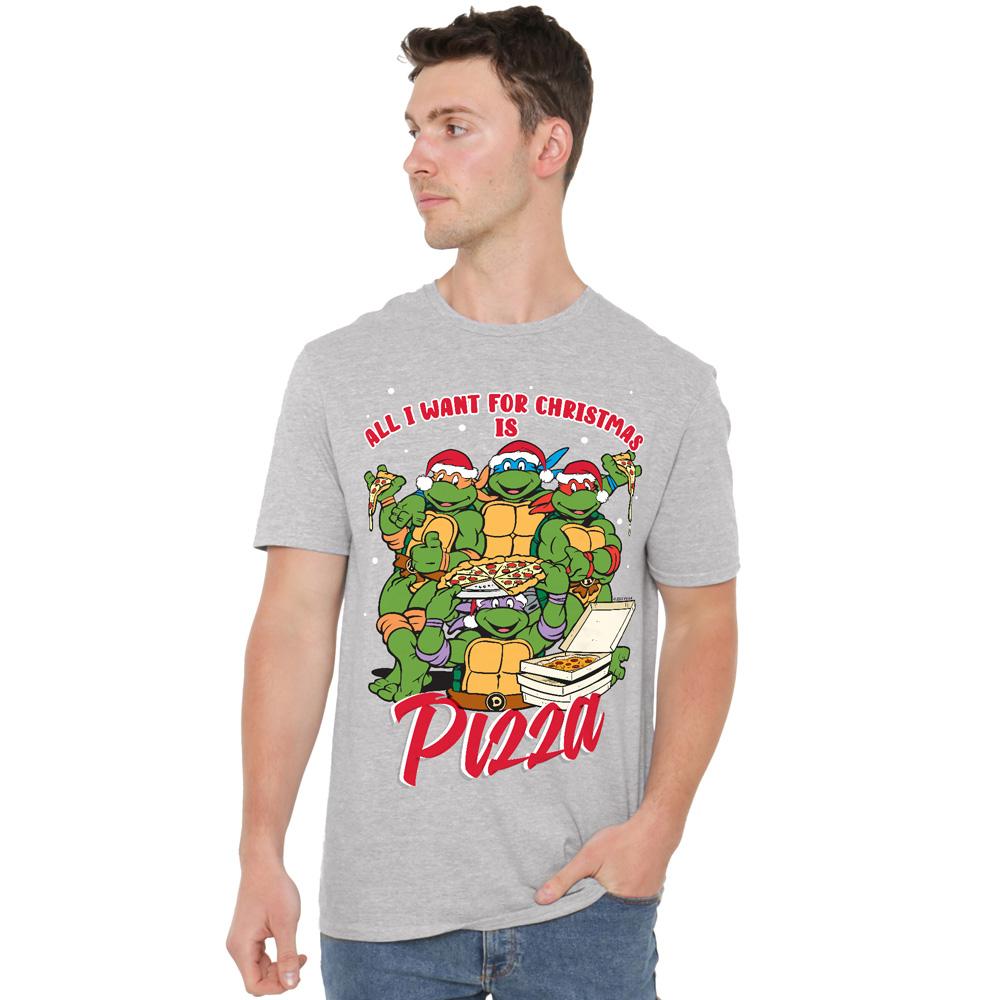 Teenage Mutant Ninja Turtles Mens Pizza Christmas T-Shirt