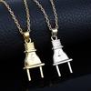 Electrical Plug With Flash Chains Necklace New Fashion Jewelry For Men Boys Pendant