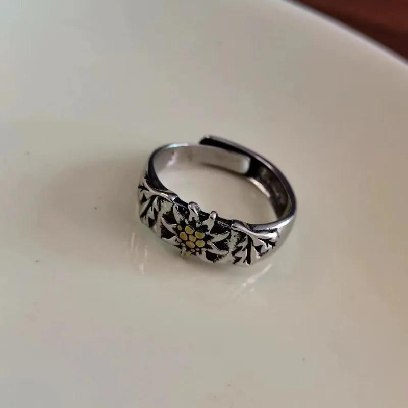 Original Art Style Flower Exquisite Edelweiss Rings For Women Fashion Light Luxury Suitable For Daily Wearing Jewelry