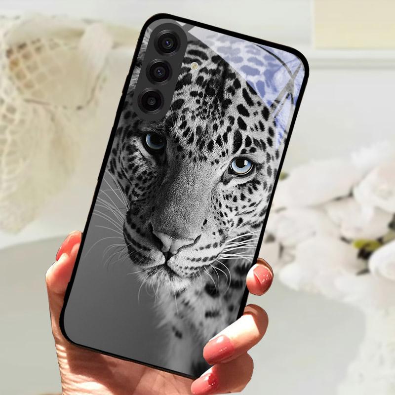 For Samsung Galaxy S25FE Case Fashion Lion Flower Tempered Glass Shockproof Bumper Cover For Galaxy S25 S 25 FE Camera Protector
