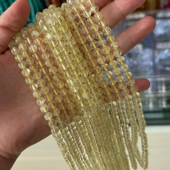 Natural Lemon Yellow Citrine Round Loose Beads for DIY Handmade Bracelets & Necklaces