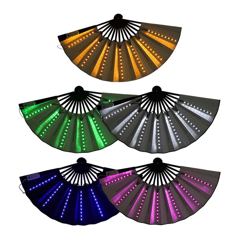 Light Up Folding Hand Fan LED Hand Fan For Dancing Stage Performance Props For Wedding Night Club Folding Fan Led Fan