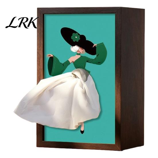 Elegant Tissue Box for Home Walnut Wood Box, with Artistic Ballet Dancer Skirt Design, Design Multipurpose Paper Towel Holder Decor Entryway