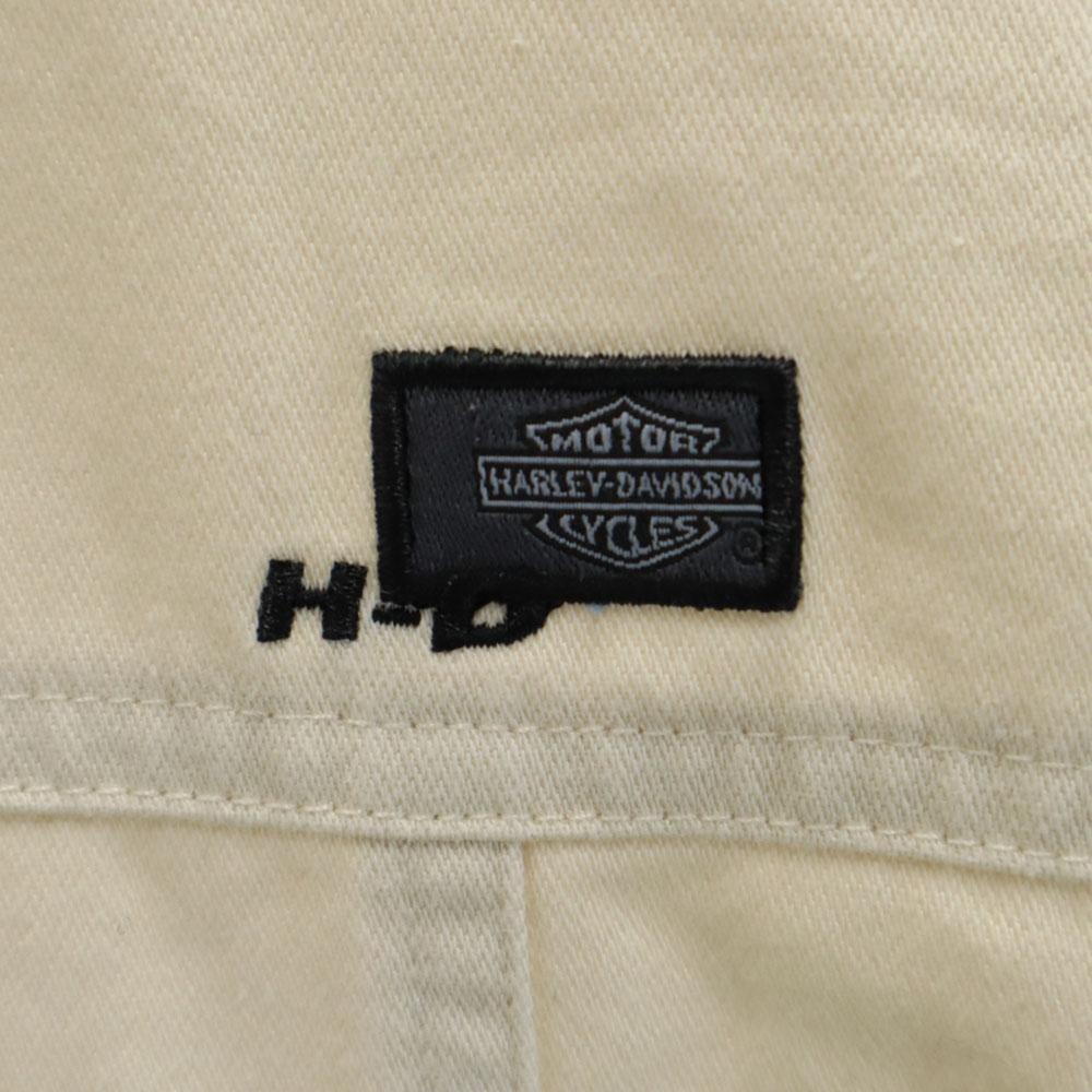 HARLEY DAVIDSON 90s Old Shirt jacket beige Hidden snap button down Women Used
