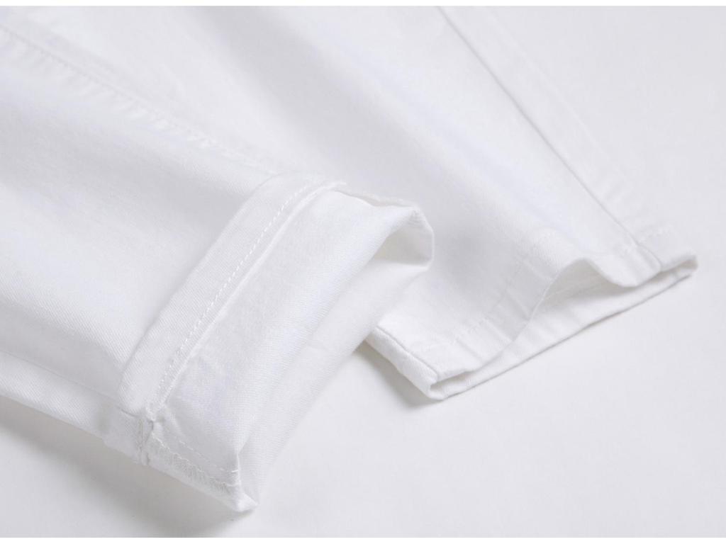 Men's Slim Fit Elastic White Jeans - Trendy Autumn/Winter Fashion