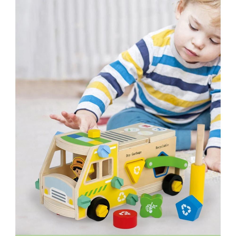 Montessori Wooden Toys Pretend Play Tools Construction Toy Nut Screw Disassembly Assembly Toolbox Educational Toys for Kids