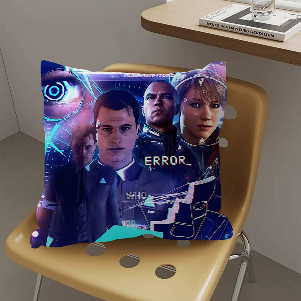 Detroit Become Human Pillow Covers Cartoon Sofa Decorative Home Double-sided Printing Short Plush Cute Cushion Cover