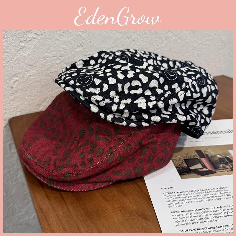 Print Leopard Fashion Smiling Face Pattern Women Casual Beret For Autumn