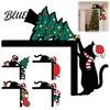 Christmas Gift for Cat Lovers Black Door Topper Wooden Over Corner Frame Decoration Durable Wood Decor Funny Xmas Wall Sign Windows Walls