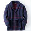 Lässiger mittellanger Cardigan-Pullover für Herren, Vintage-Strickjacke mit Schalkragen, Langarm, Button-Down-Strickjacken für Herren, dicker Pullover, Strickoberbekleidung
