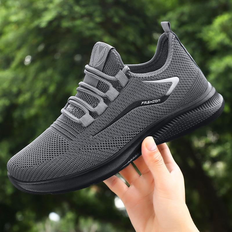 Sneakers Herren Herbst Fliegendes Stricken Freizeitschuhe Weiche Sohle Leichte Laufschuhe Übergröße Herrenschuhe