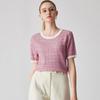 Zhaojun Women's Mulberry Silk Blend Color-Block Knit T-Shirt
