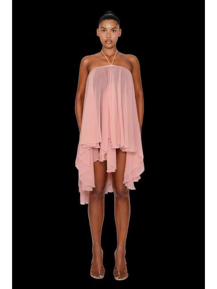 2025 Spring/Summer Sexy O-neck Strapless Halter Loose Dress for Women