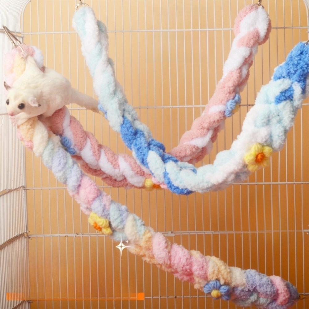 Cotton Rope Hamster Hanging Swing Chew Resistant Hand-Braided Knot Birds Climbing Rope Toy Interactive Entertainment