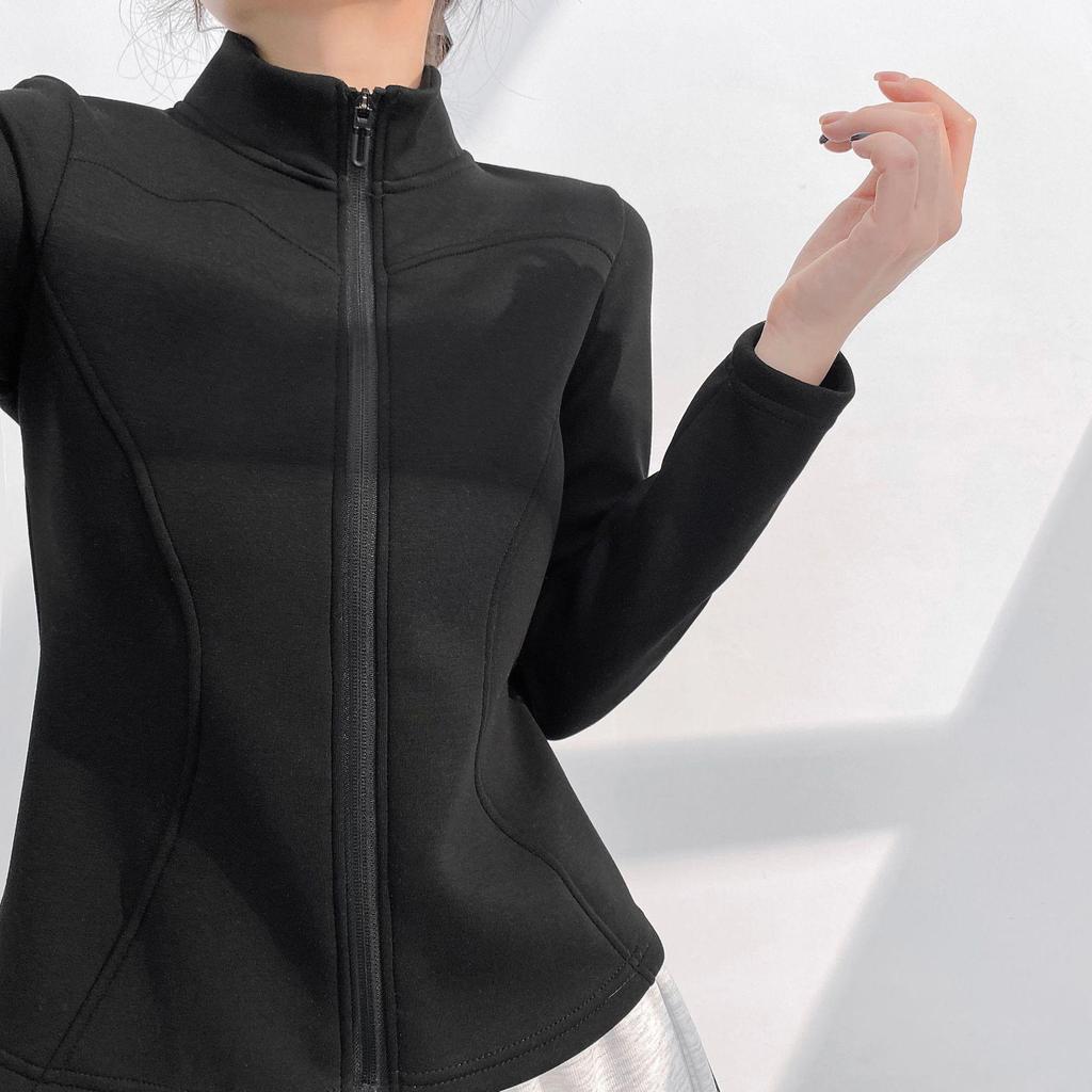 Lulu Lightweight Warm Air Layer Fleece Coat - Slim Fit, High Collar Zip Cardigan