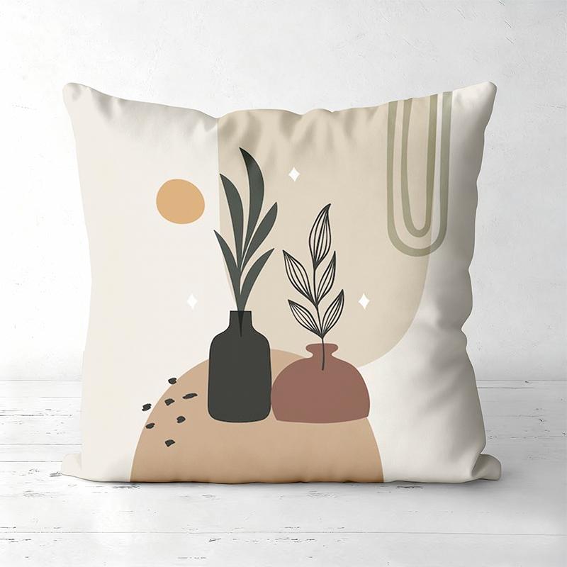 Modern Plant Pattern Throw Pillow Cushions Set Polyester Pillowcase, Sofa Decorative Cushion Cov Headboard Pillow