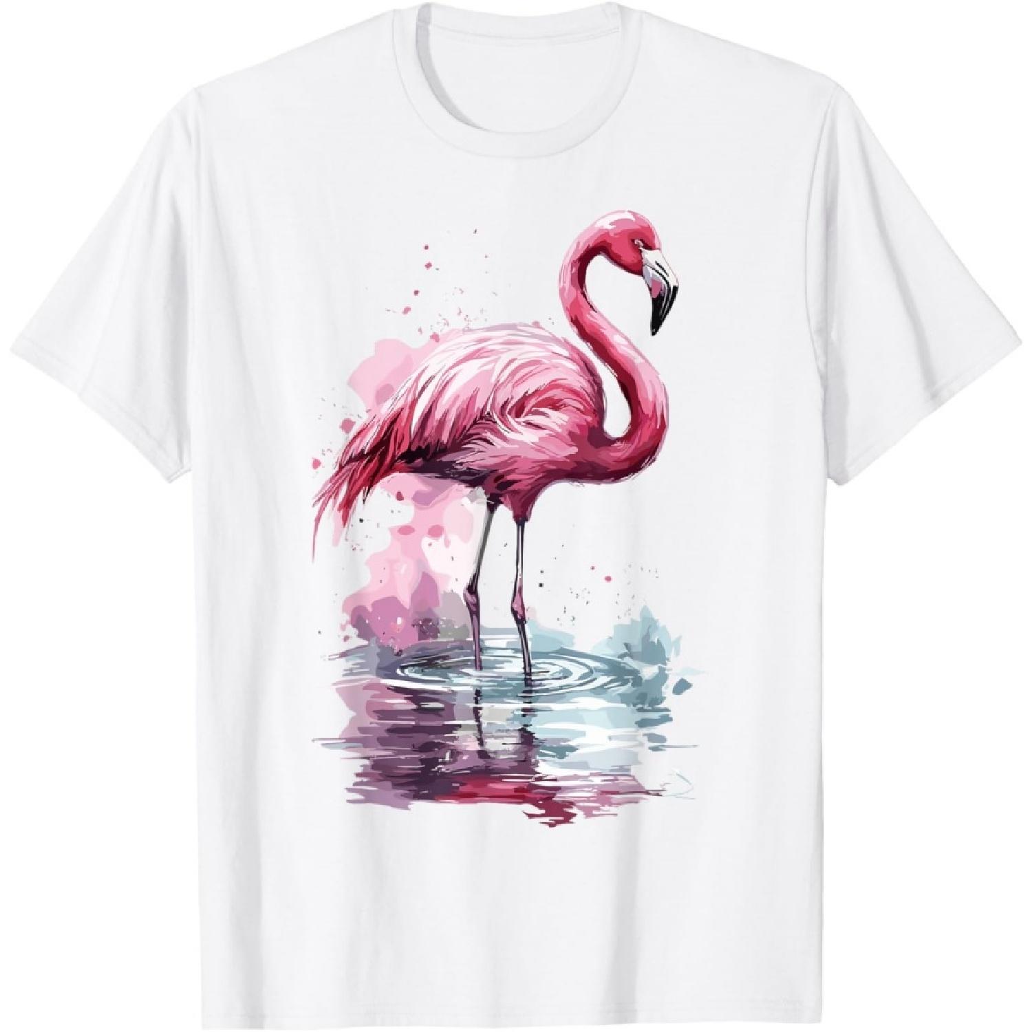 Cute Pink Flamingo Bird Watercolor Cute Flamingo T-Shirt XXXXXL белый