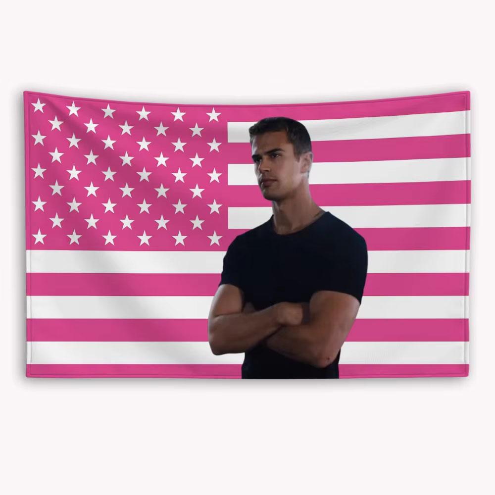 

Theo James American Flag Banner Tapestry Flat Printed Outdoor Decor for Bedroom Garage Barbershop Wall Hanging 74x94cm(29x37in)
