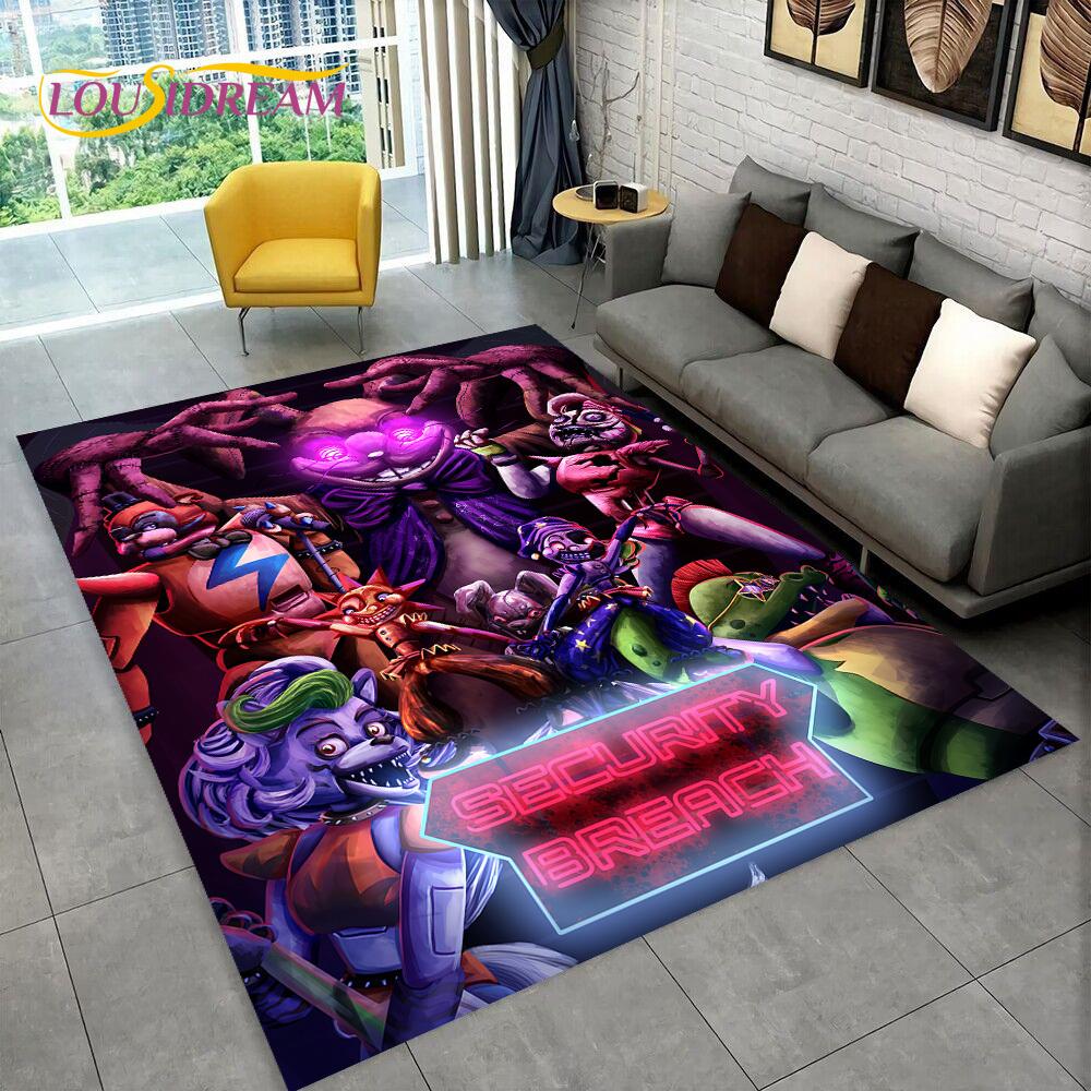 Horror Game FNAF Movie Freddy Bonnie Carpet Rug for Home Living Room Bedroom Sofa Doormat Decor,kids Play Area Rug Non-slip Mat