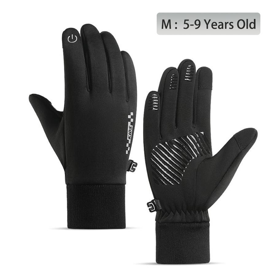 Winter Children'S Gloves Padded Warm Wind Cold Riding Gloves Touch Screen Non-Slip Waterproof Ski Gloves Outdoor Sports Gloves