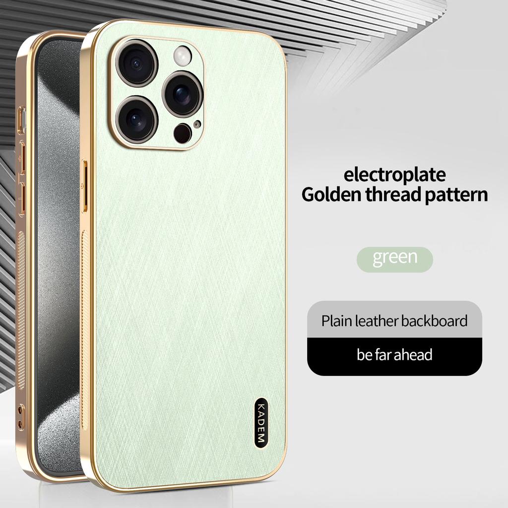 Luxury Bamboo Leather Phone Case For iPhone 16 15 14 13 12 11 Pro Max Xs Plus Ultra-thin Electroplate Silicone Shockproof Cover