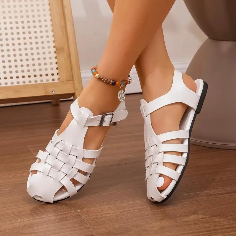 Women's Leather Sandals Summer Woman Roman Shoes Casual Comfort Soft Beach Shoes Female Flat Sandals Size 36-43