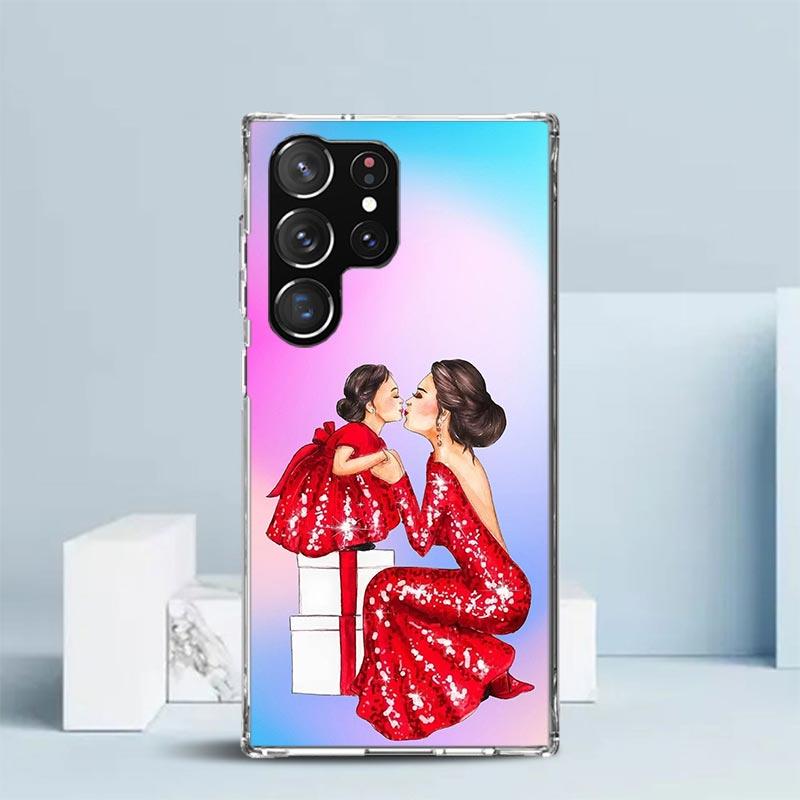 

Woman Fashion Girl Super Mom Baby Soft Cover for Samsung Galaxy S25 Edge S26 S24 S23 Ultra Phone Case S22 S21 Plus S20 FE Print Samsung S25 Ultra