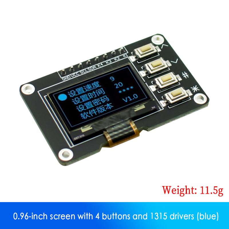 LIZAO 0.96 Inch 12864 OLED Display Module SSD1315 I2C IIC White Blue Screen with 4 Buttons DC 3.3V for Arduino Project