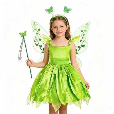 Tinkerbell Green Elf Dress - Halloween Cosplay Costume for Kids
