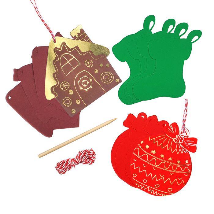 Suspensions Noël - MEGACREA DIY - Boule à gratter - 12 pièces - Activité manuelle - Décorations festives