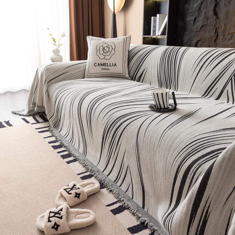 Chenilková látková pohovka deka Skandinávský styl Univerzální přehozy s třásněmi do obývacího pokoje Ochrana pohovky pro čtyři roční období