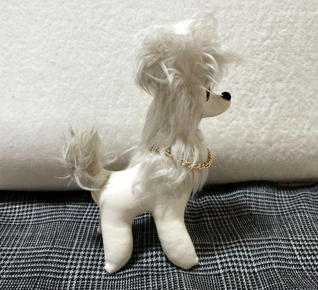 [USED] Vintage French genuine leather teddy bear toy poodle in excellent condition.