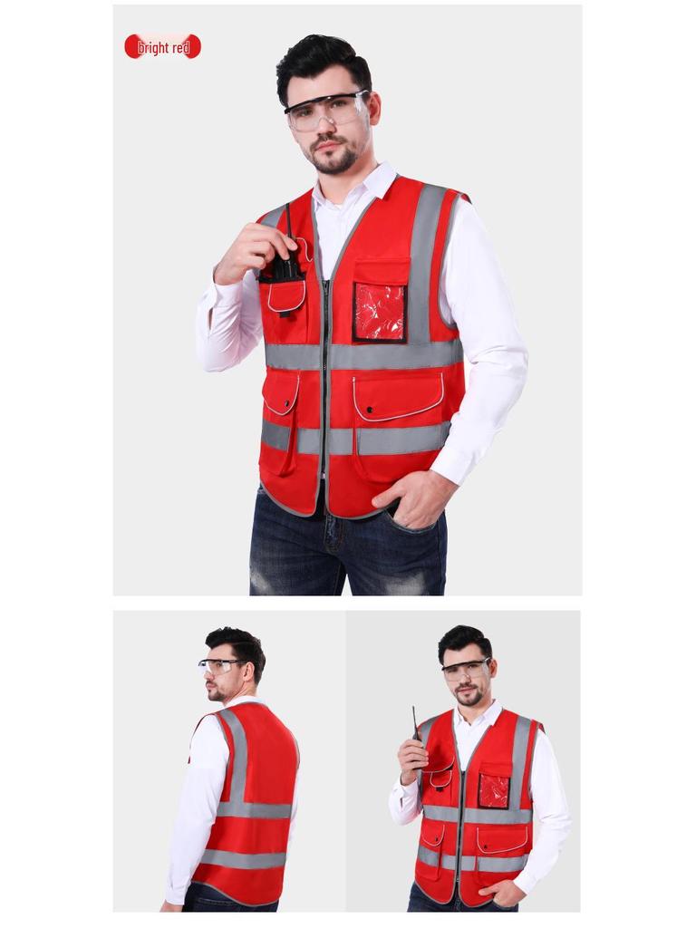 Xinghua Multi-Pocket Reflective Safety Vest with Logo Printing