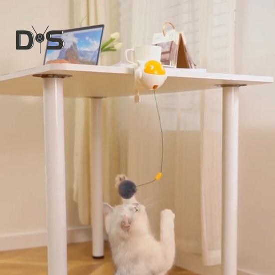 An der Tür hängendes, flauschiges Katzenballspielzeug, elektronischer, selbstspielender Haustierball, automatisch anhebender Fellball, Schnurspielzeug, interaktives Katzenspielzeug für Hauskatzen