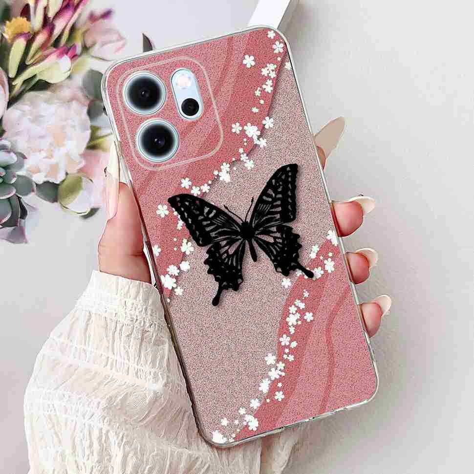Für Oppo Reno14 F 5G CPH27436.57" Hülle Bunte Schmetterlingsblumen TPU Weiche Silikonhülle Für Oppo Reno 14 F RENO14F Handyhüllen
