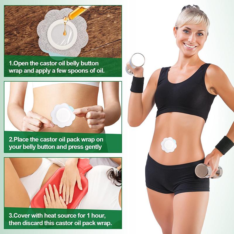 Disposable Castor Oil Belly Button Patch Self-Adhesive Navel Bandage Disposable Spunlace Cloth Castor Oil Patches Belly Sticker