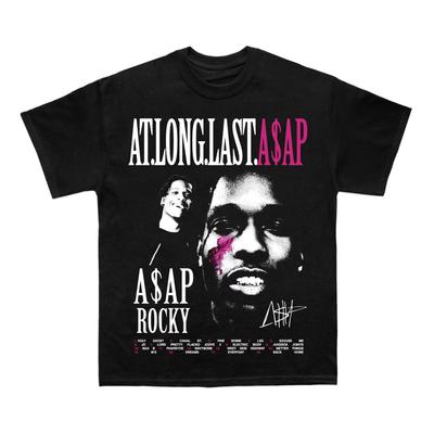 T-shirt Graphique Vintage A$AP Rocky At Long Last ASAP Album Portrait Rap Rétro Coton Casual Unisexe