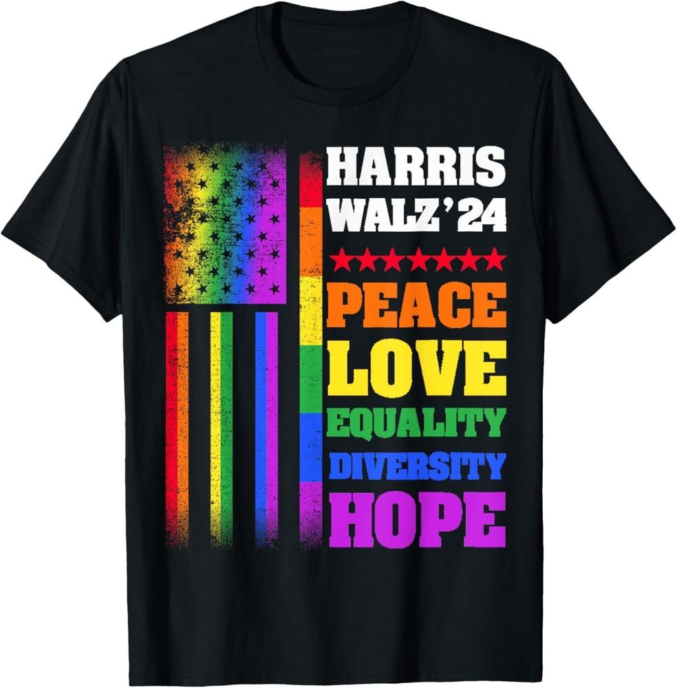 

Kamala Harris Tim Walz 2024 Peace LGBT Harris Walz Waltz T-Shirt Unisex T-Shirt XXL