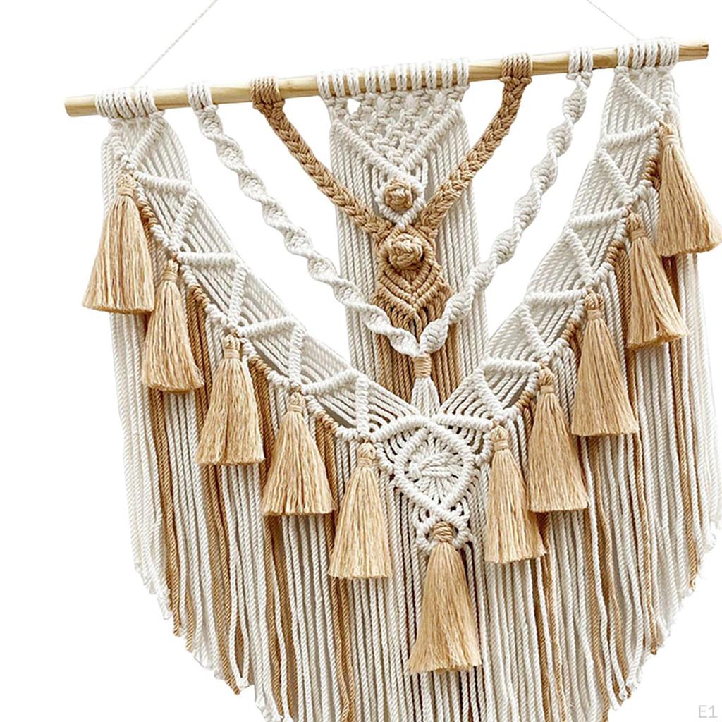 Chic Macrame Tapestry Bohemian Handcrafted Tassels Ornament Fringe Pendant Wall Hanging for Wedding