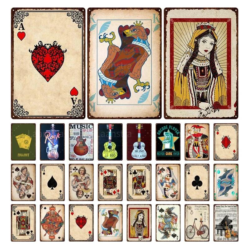 Poker Shabby Vintage Posters Music Piano Guitar Metal Plate Tin Sign Different Style Wall Decor Iron Painting Poker Decor Art
