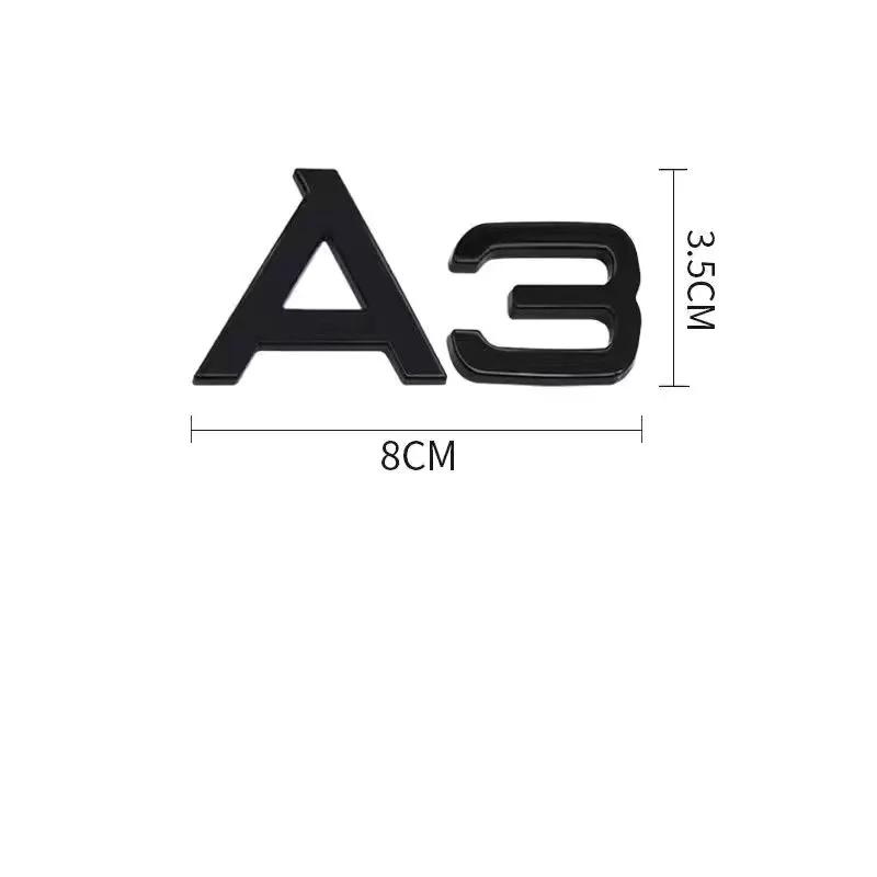 For Audi A3 Front and Rear Ring Logo Bright Black Quattro Tail Logo Set 2010-2020 Modified Badge Car Sticker