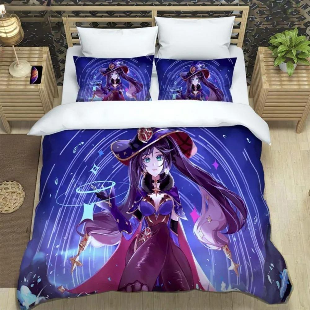 Anime Genshin Impact Duvet Cover Pillowcase Bedding Set Adult Boy Girl Bedroom Decoration Children Single Double Large Size