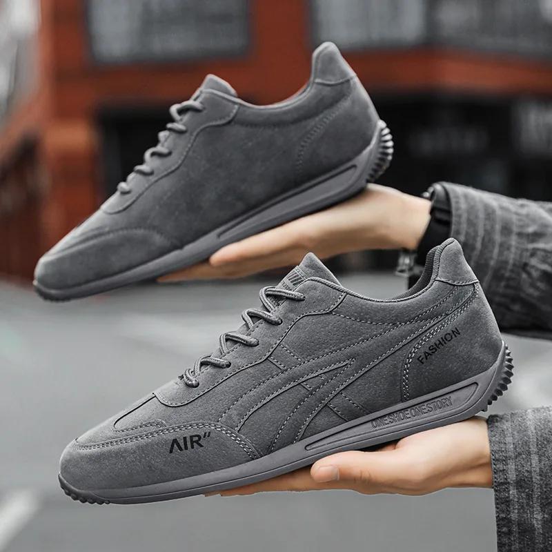 

Fashion New Lightweight Flat Outdoor Running Breathable Solid Color Casual Board Shoes for Men Sports Shoes Zapatillas Deporte Sneakers 37 серый