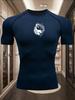 Men's Black Compression T-Shirt with Yin Yang Dragon Print, Elastic Quick Drying Breathable Gym & Martial Arts Training Top