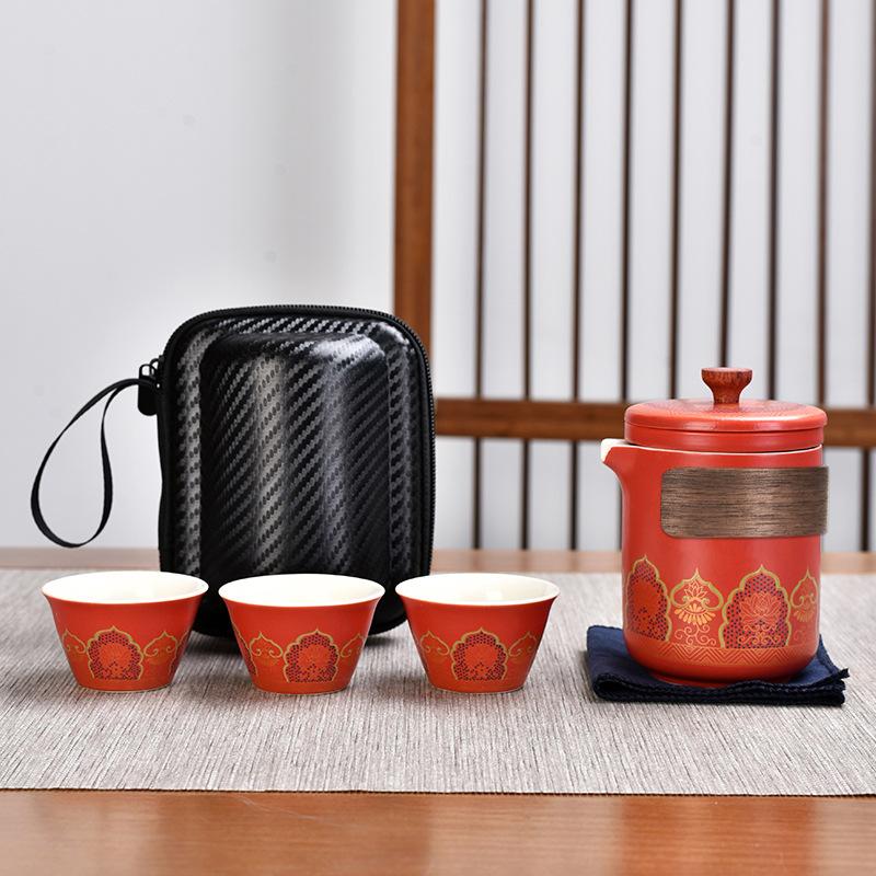 

Керамический портативный дорожный чайный набор, экспресс-чашка, один чайник, четыре чашки, подарочная коробка для деловых партнеров.